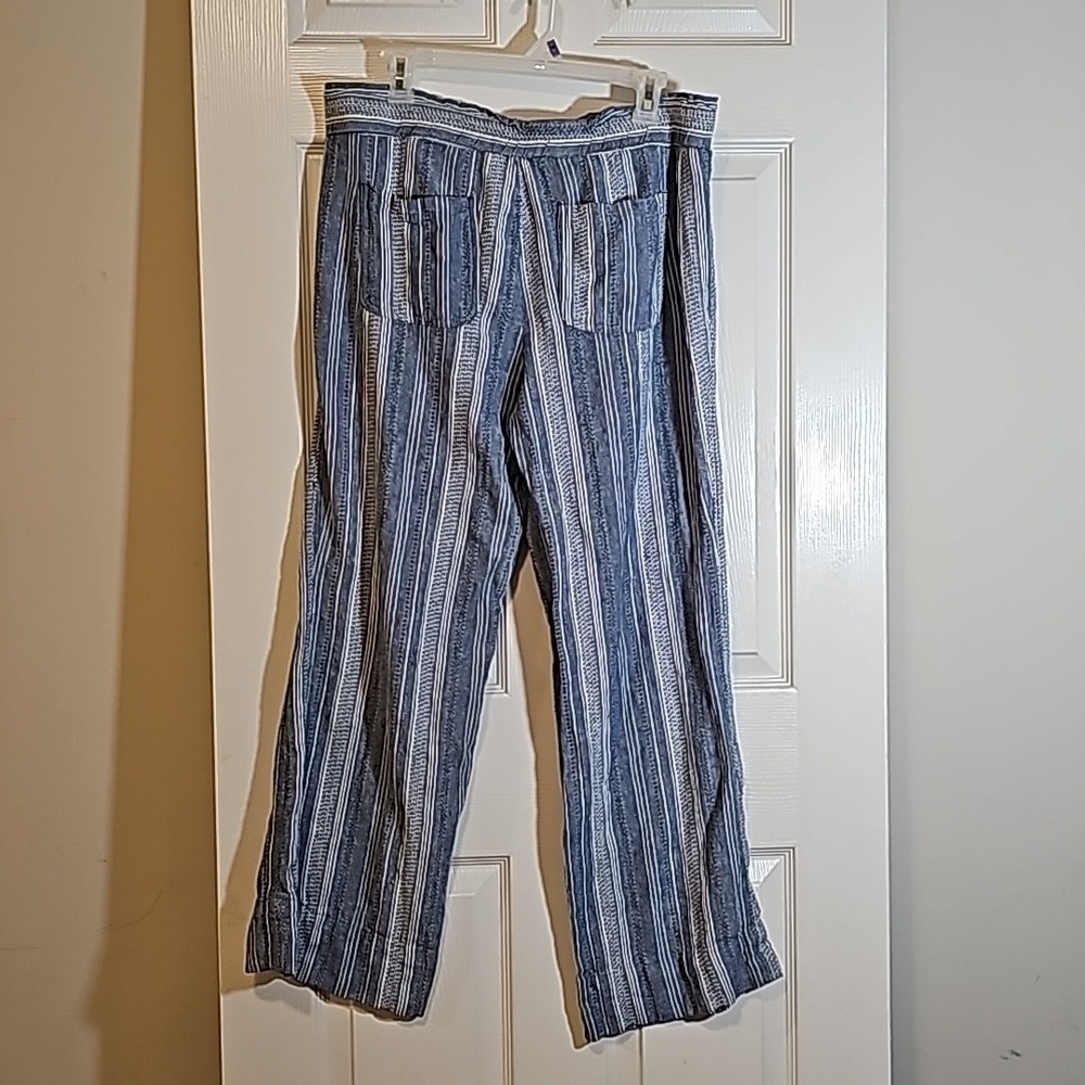 Rewind Striped Linen Blend 4 Pocket Drawstring Wide Leg Trouser Pants Size XL - Picture 3 of 11